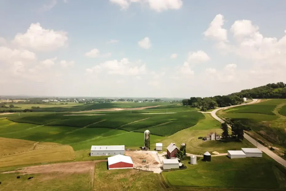 Rural Alberta landscape with farm buildings representing rural home inspection Calgary services for acreages and country properties within 50km radius